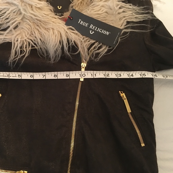 True Religion Leather Faux Fur Moto Jacket, NWT - Picture 3 of 8